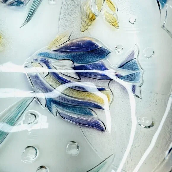 XL 15" Mikasa Glass Serving Platter Round "Savoir Vivre Key Largo" Pattern Japan - Picture 3 of 15